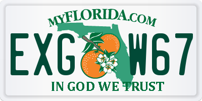 FL license plate EXGW67