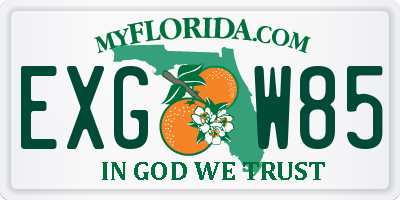 FL license plate EXGW85