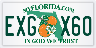 FL license plate EXGX60