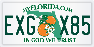 FL license plate EXGX85