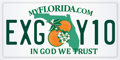 FL license plate EXGY10