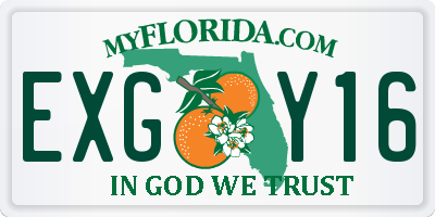 FL license plate EXGY16