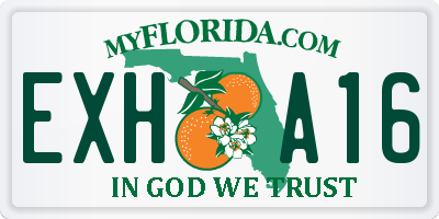 FL license plate EXHA16