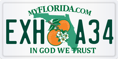 FL license plate EXHA34