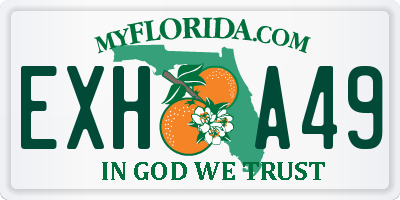 FL license plate EXHA49