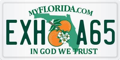 FL license plate EXHA65