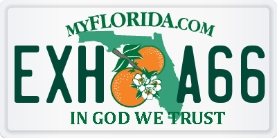 FL license plate EXHA66