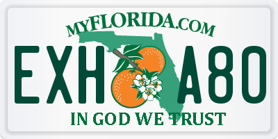 FL license plate EXHA80