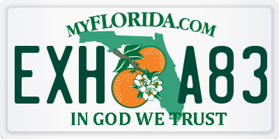 FL license plate EXHA83