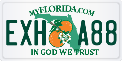 FL license plate EXHA88