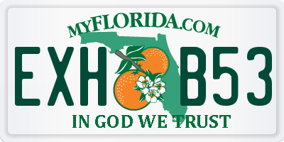 FL license plate EXHB53
