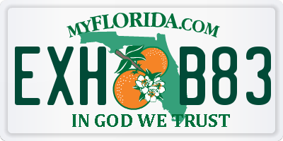 FL license plate EXHB83
