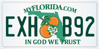 FL license plate EXHB92