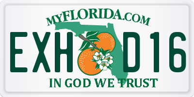 FL license plate EXHD16