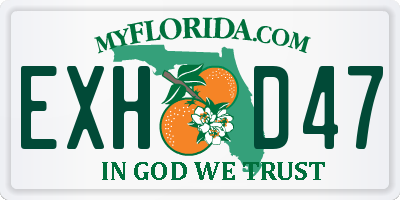 FL license plate EXHD47