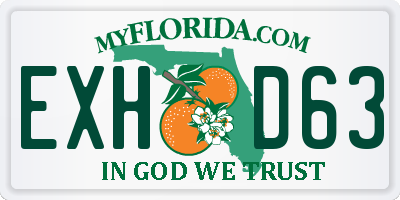 FL license plate EXHD63