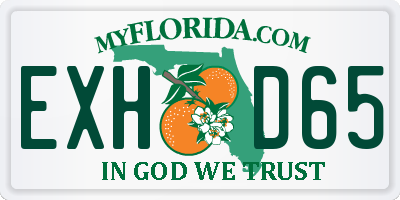 FL license plate EXHD65