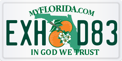 FL license plate EXHD83