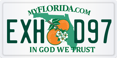 FL license plate EXHD97