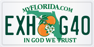 FL license plate EXHG40