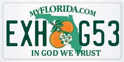 FL license plate EXHG53