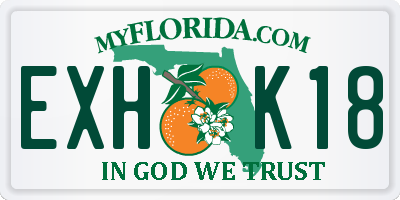 FL license plate EXHK18