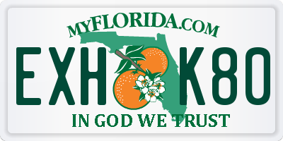 FL license plate EXHK80