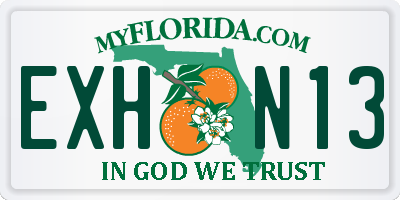 FL license plate EXHN13