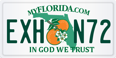 FL license plate EXHN72