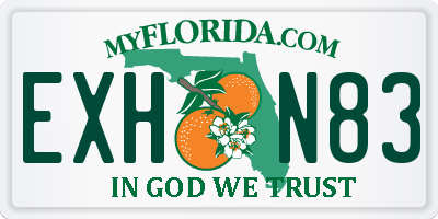FL license plate EXHN83