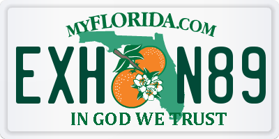 FL license plate EXHN89