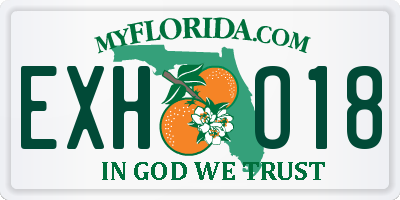 FL license plate EXHO18