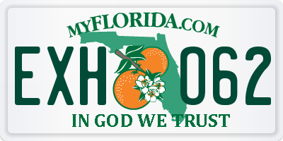 FL license plate EXHO62