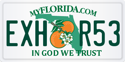 FL license plate EXHR53