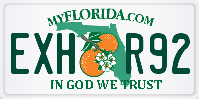 FL license plate EXHR92
