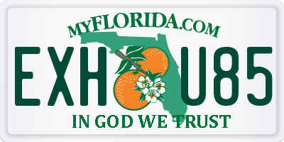 FL license plate EXHU85