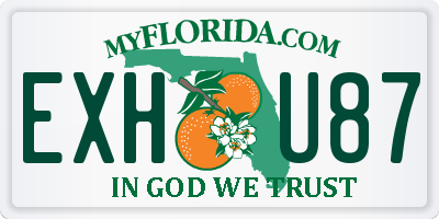 FL license plate EXHU87