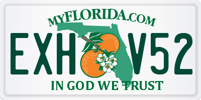 FL license plate EXHV52