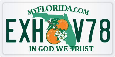 FL license plate EXHV78