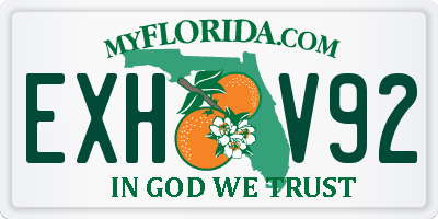 FL license plate EXHV92