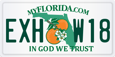 FL license plate EXHW18