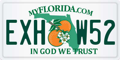 FL license plate EXHW52