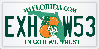 FL license plate EXHW53