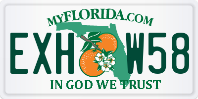 FL license plate EXHW58