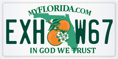 FL license plate EXHW67