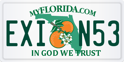 FL license plate EXIN53