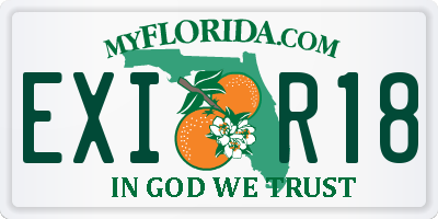 FL license plate EXIR18
