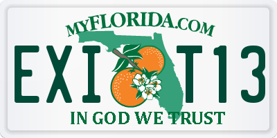 FL license plate EXIT13