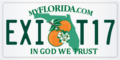 FL license plate EXIT17