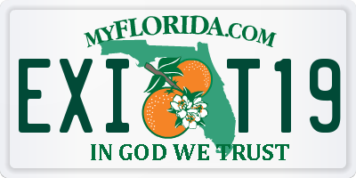 FL license plate EXIT19